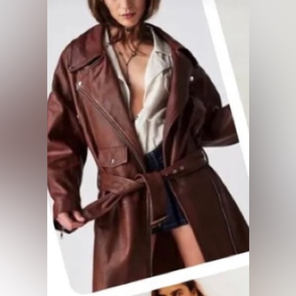 Free People Brenda Knight colab Chocolate Lamb Skin Leather Jacket MEDIUM